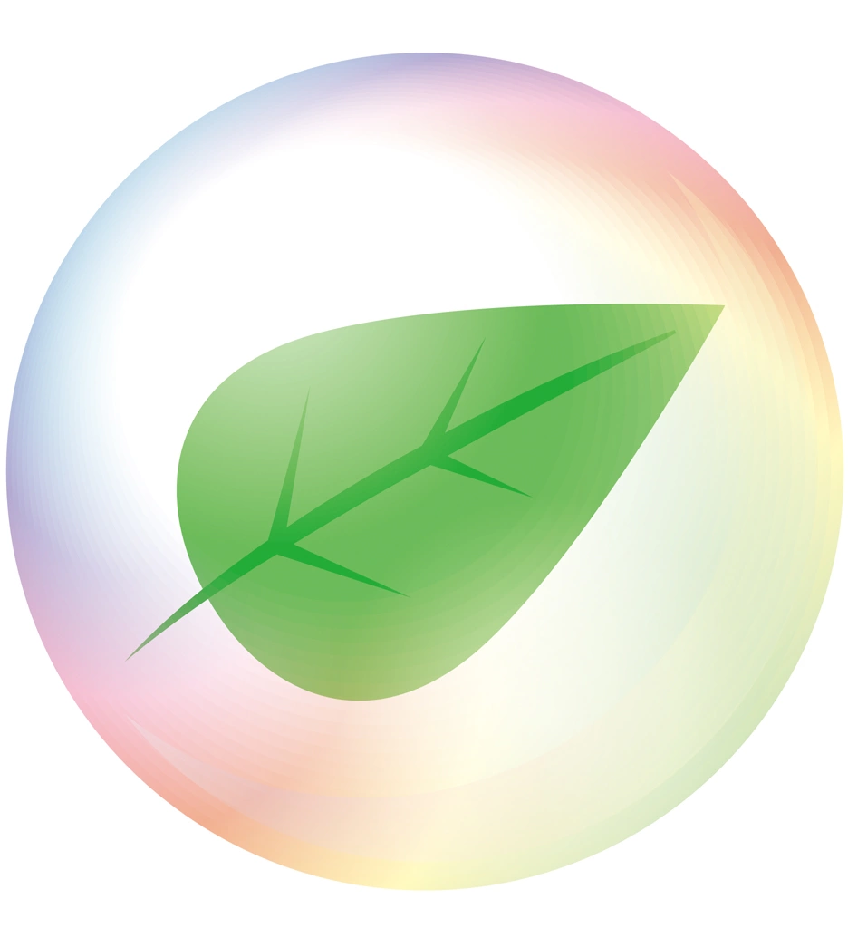 Leaf and Soap Bubble Icon Illustration