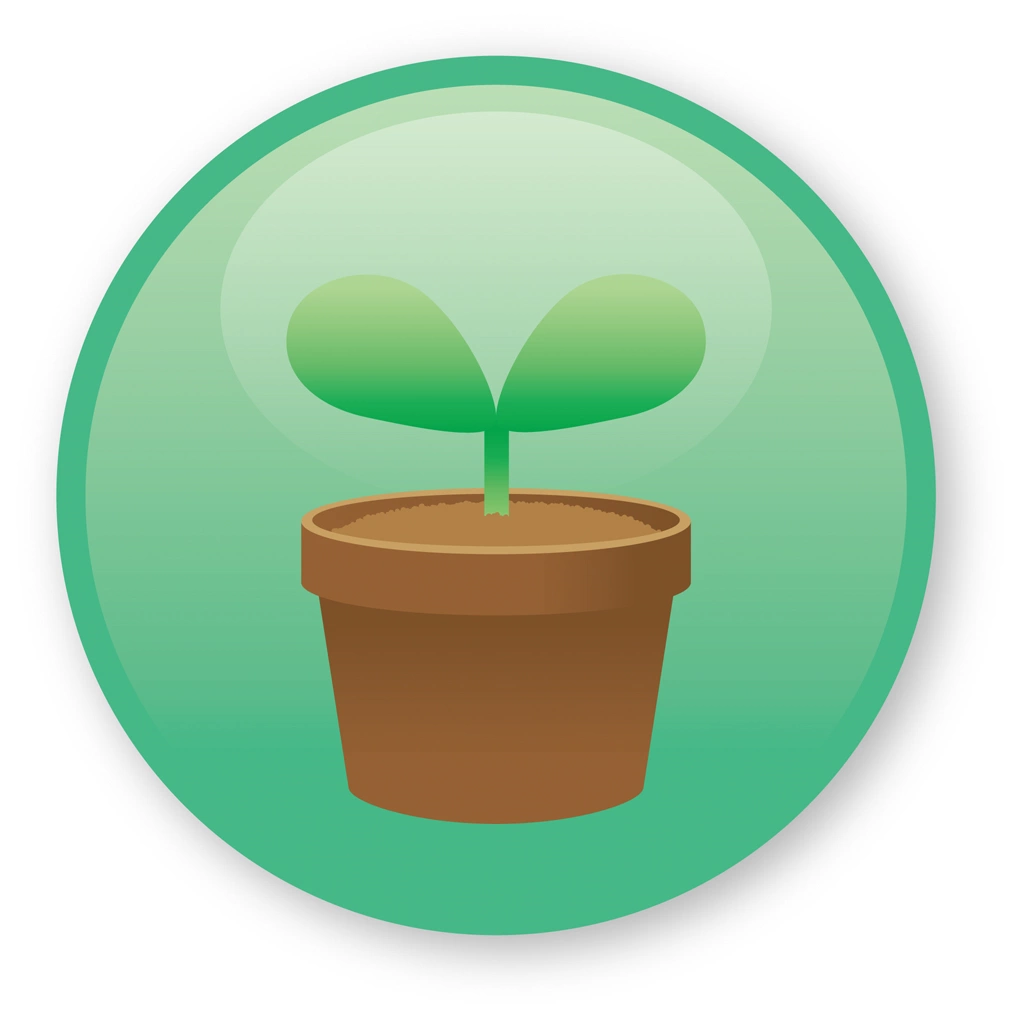 Sprout and Green Circle Icon Illustration