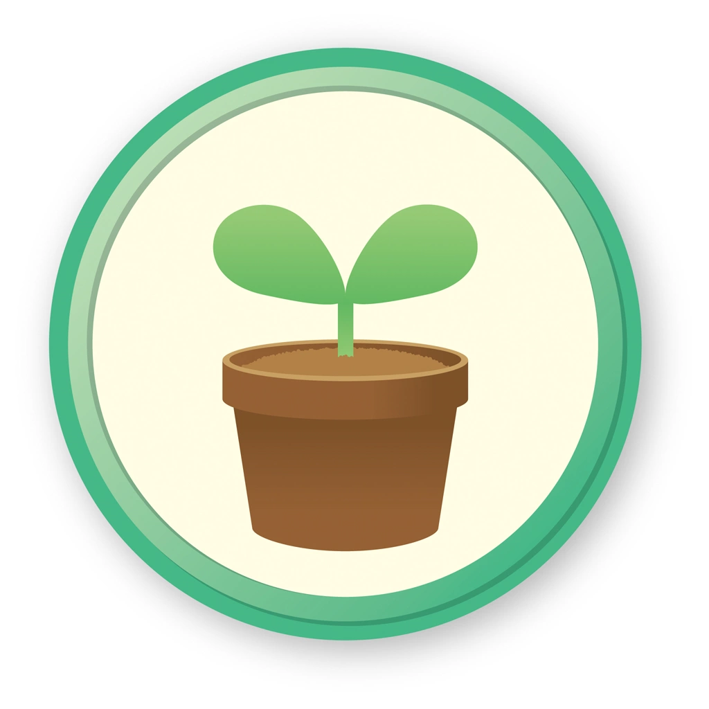 Sprout and Ivory Circle Icon Illustration