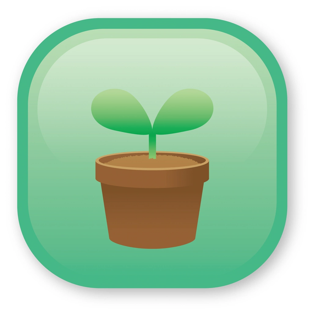 Sprout and Green Square Icon Illustration