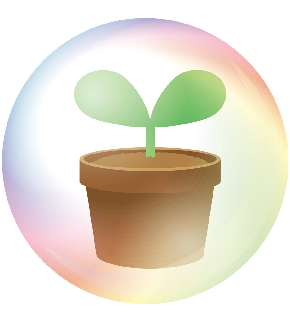 Sprout and Soap Bubble Icon Illustration