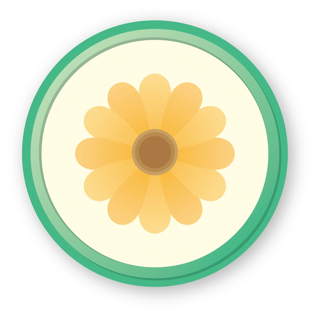 Flower and Ivory Circle Icon Illustration