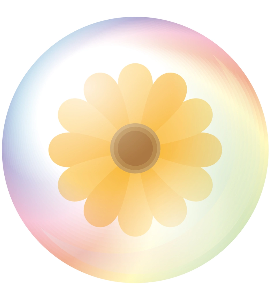 Flower and Soap Bubble Icon Illustration