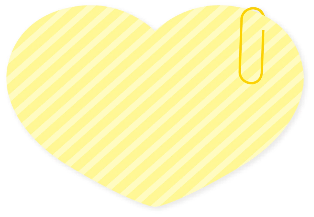 Yellow Heart Message Card with Paper Clip, Illustration