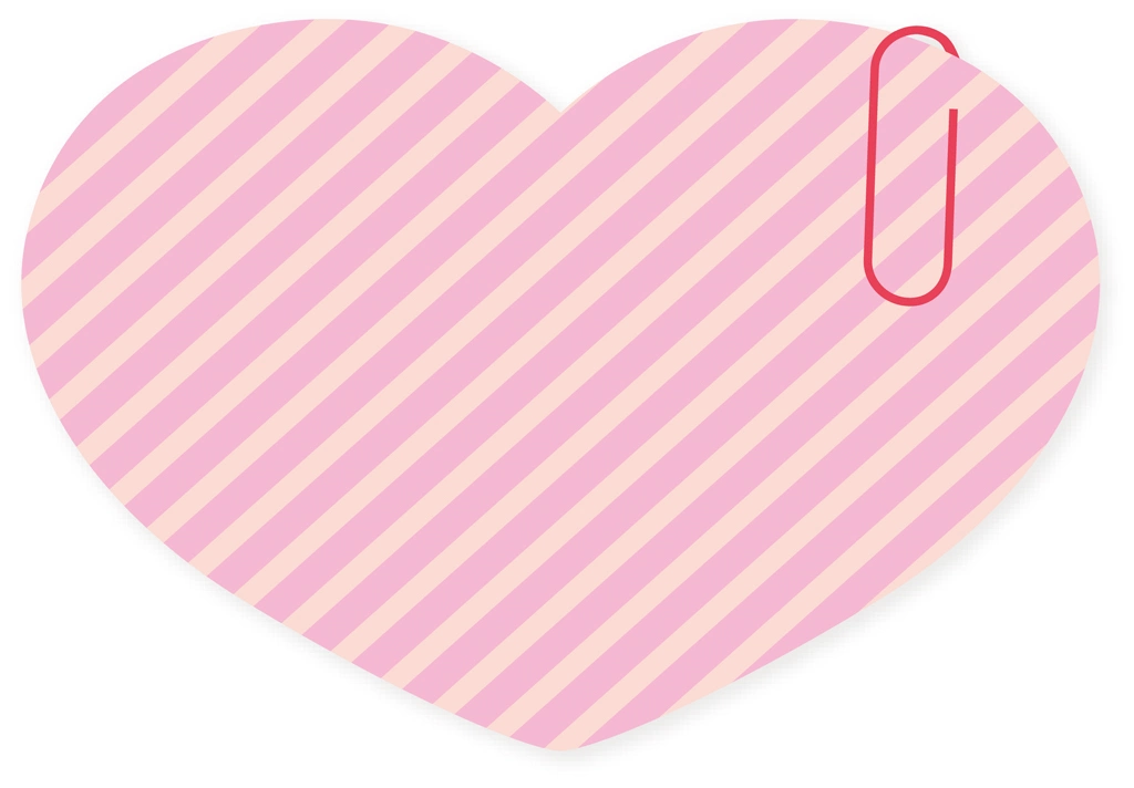 Pink Heart Message Card with Paper Clip, Illustration