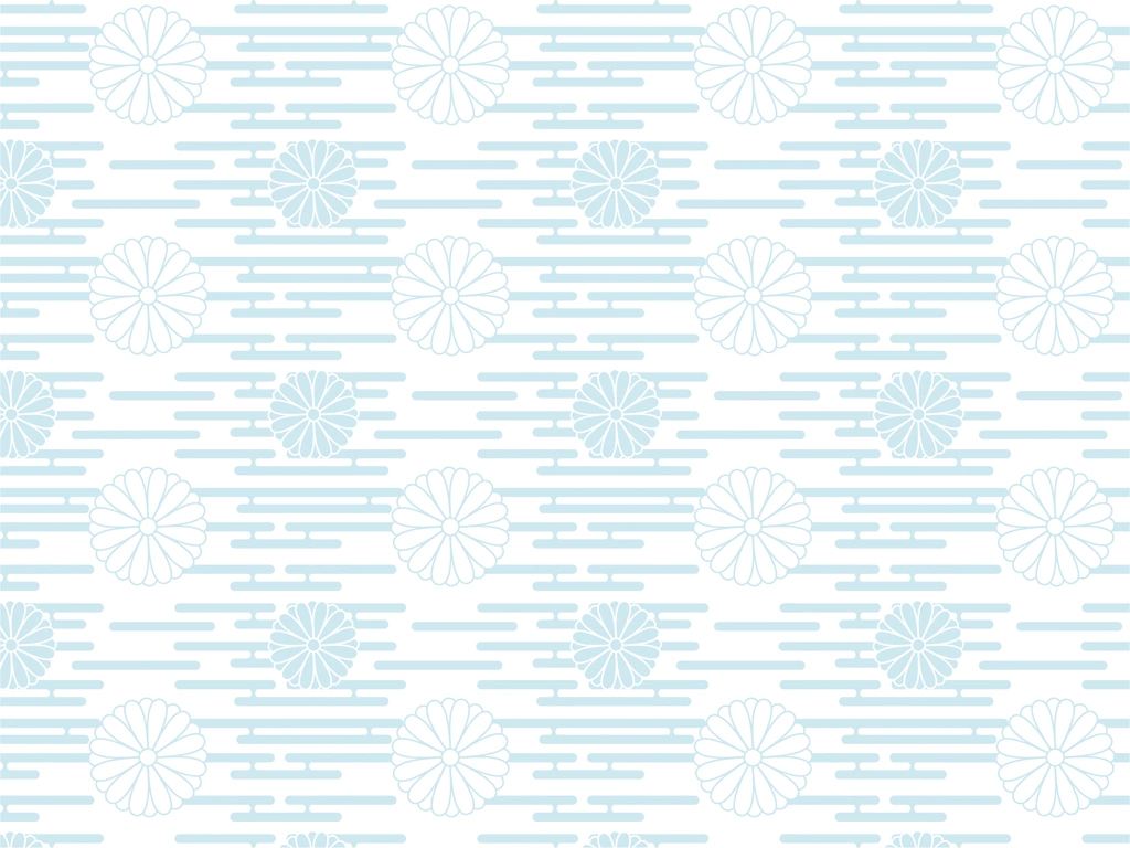 White and Light Blue Chrysanthemum Pattern with White Background Illustration