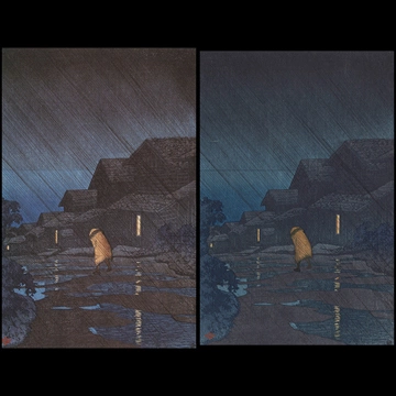 Souvenirs of My Travels, 2nd Series: Night Rain at Teradomari by Hasui Kawase (1921)