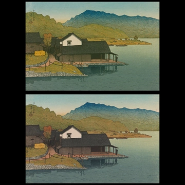 Souvenirs of My Travels, 1st Series: Lake Kugushi, Wakasa by Hasui Kawase (1920)