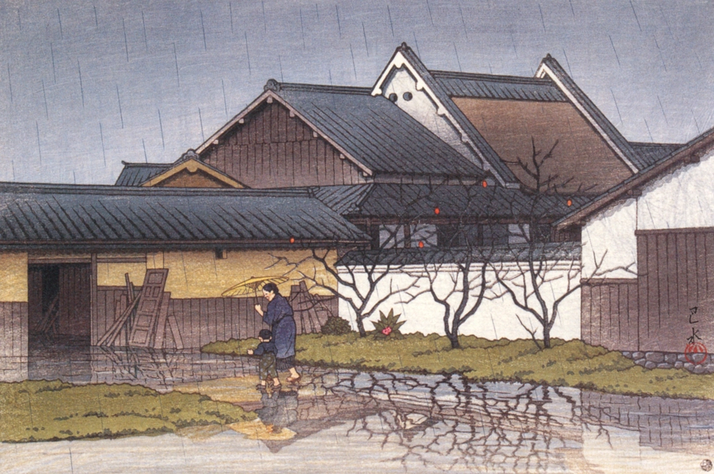 「法隆寺東里」 川瀬巴水 （1956年）, 生誕130年 川瀬巴水展 郷愁の日本風景より