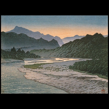 「秩父皆野の夕」 川瀬巴水 （1946年）