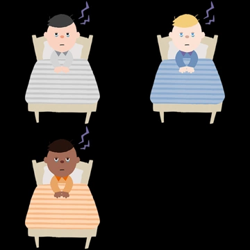 3種類の睡眠不足の男の子の人物イラストとベクター