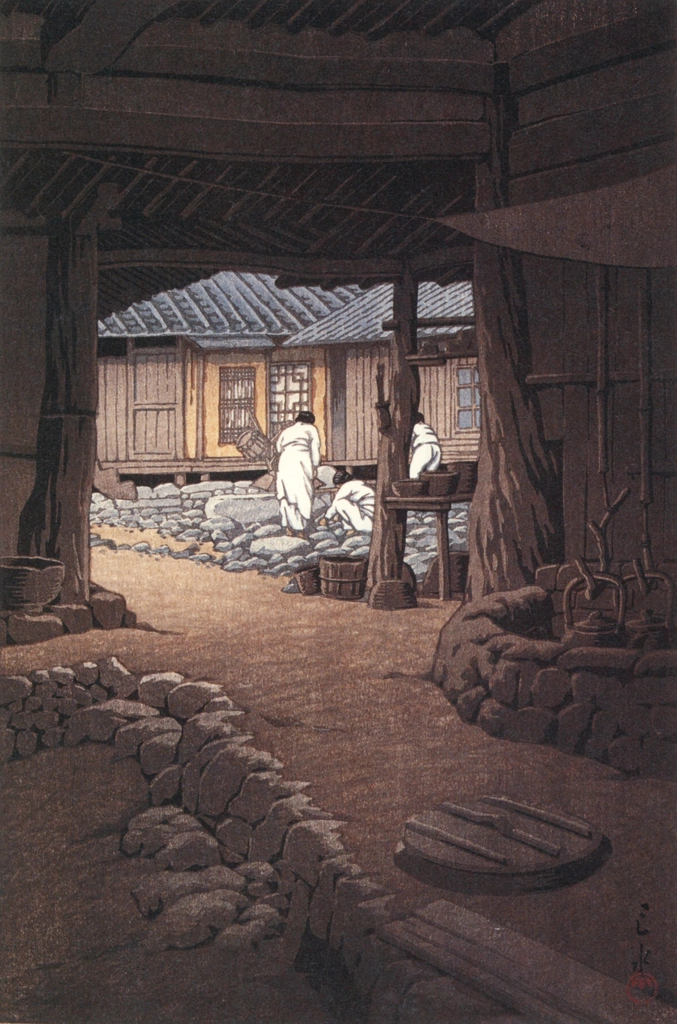 Views of Korea Supplement: Cheoneunsa Temple at Mount Jiri, Korea by Hasui Kawase (1940) | from Kawase Hasui 130th Anniversary Exhibition Catalogue