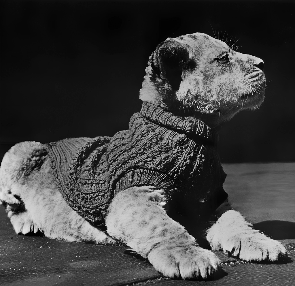 Animal Photos of a Lion Cub Wearing Sweater)by Ylla, from The Sleepy Little Lion