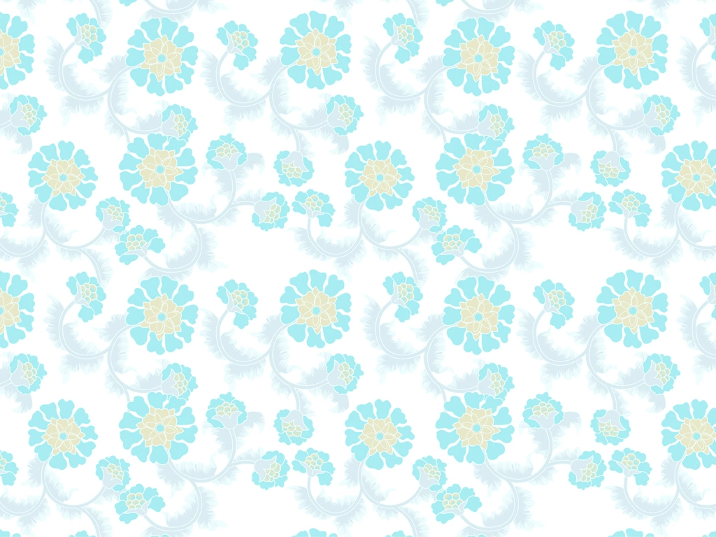 Blue Green Floral Chintz Pattern with White Background Illustration