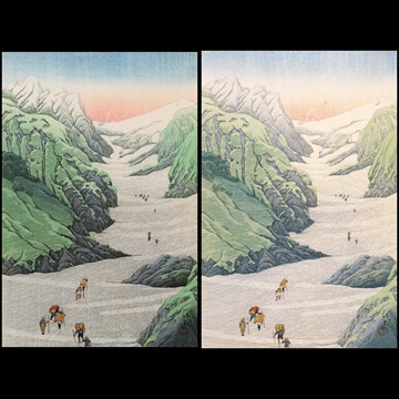 「白馬の雪渓」 川瀬巴水 （1932年）