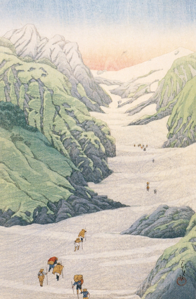 「白馬の雪渓」 川瀬巴水 （1932年）, 生誕130年 川瀬巴水展 郷愁の日本風景より