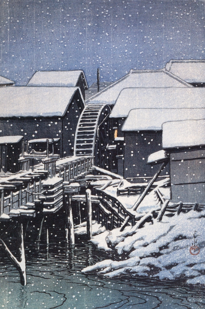 「関口の雪」 川瀬巴水 （1932年）, 生誕130年 川瀬巴水展 郷愁の日本風景より