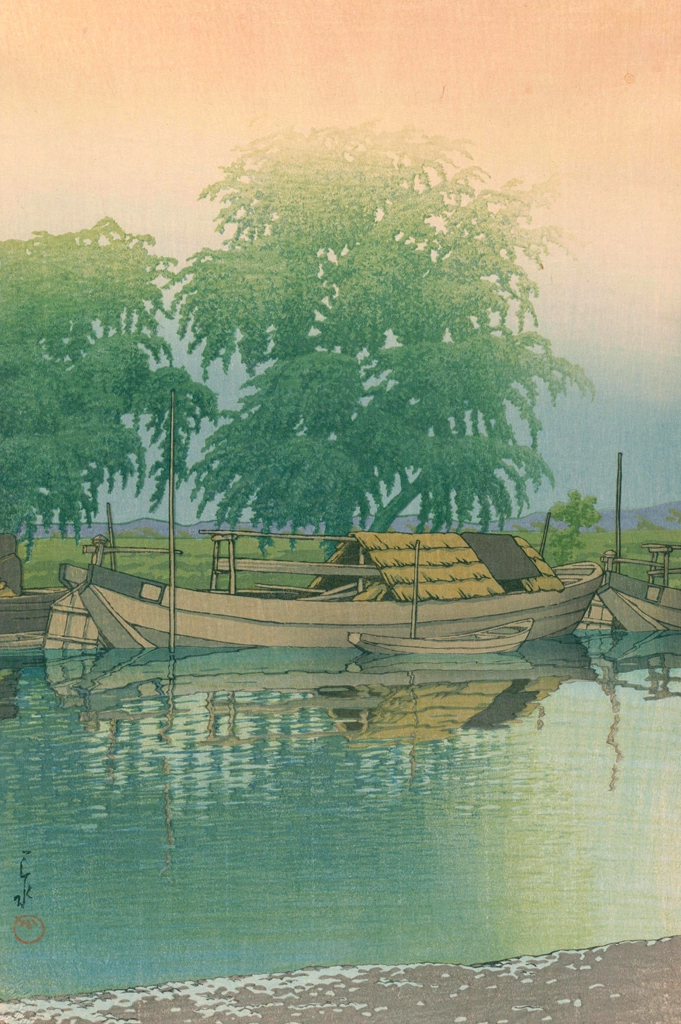 「土浦の朝」 川瀬巴水 （1931年）, 川瀬巴水版画集 2より