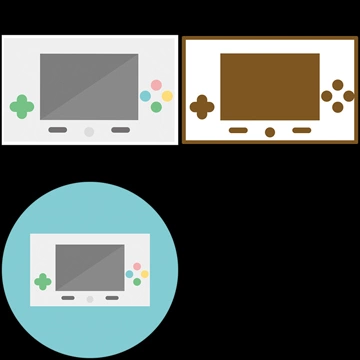 3種類の携帯型ゲーム機のアイコンイラストとベクター