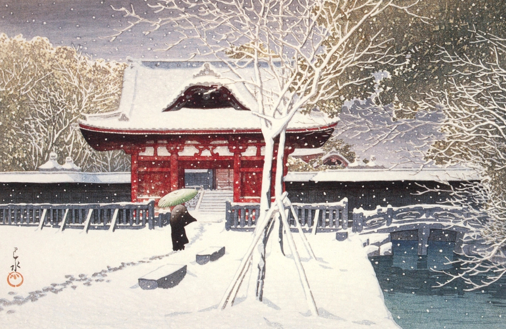 Snow at Shiba Park by Hasui Kawase (1931) | from Kawase Hasui 130th Anniversary Exhibition Catalogue