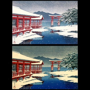 「雪の宮島」 川瀬巴水 （1935年）