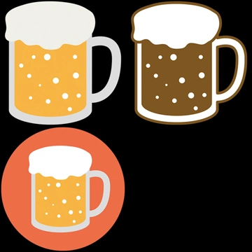 3種類の生ビールのアイコンイラストとベクター