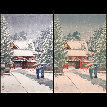 「社頭の雪（日枝神社）」 川瀬巴水 （1931年）