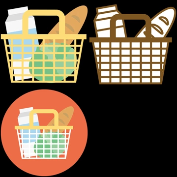 Set of 3 Shopping Basket Icon Illustrations and Vectors