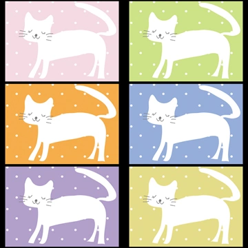 Set of 6 White Cat in the Snow Background Illustrations and Vectors