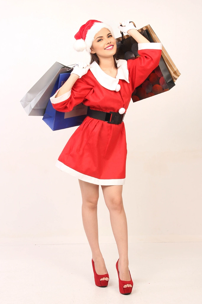 Portrait of a Woman in Santa Costume Enjoying a Christmas Sale #1, Photo