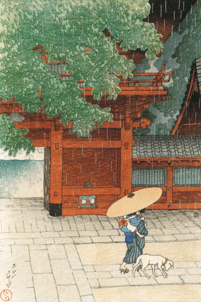 Twelve Subjects of Tokyo: Sanno Shrine in the Early Summer Rain by Hasui Kawase (1919), from Kawase Hasui 130th Anniversary Exhibition Catalogue