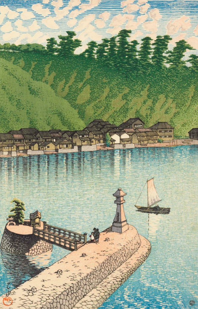 Souvenirs of My Travels, 3rd Series: Mihogaseki, Izumo by Hasui Kawase (1924), from Christie's