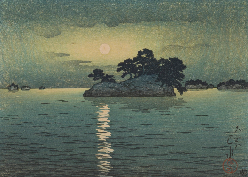 Moon and Matsushima by Hasui Kawase (1919), from Smithsonian National Museum of Asian Art