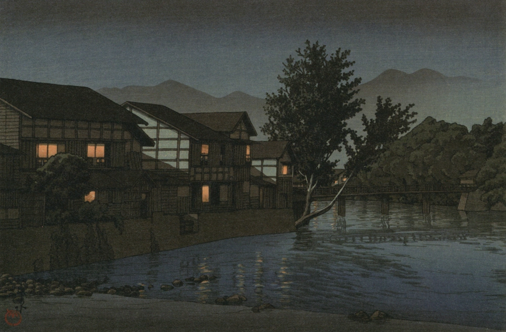 Japanese Sceneries, Eastern Japan Series: Owani Hot Springs, Aomori by Hasui Kawase (1935), from Hasui Kawase Art Works Collection Revised Edition