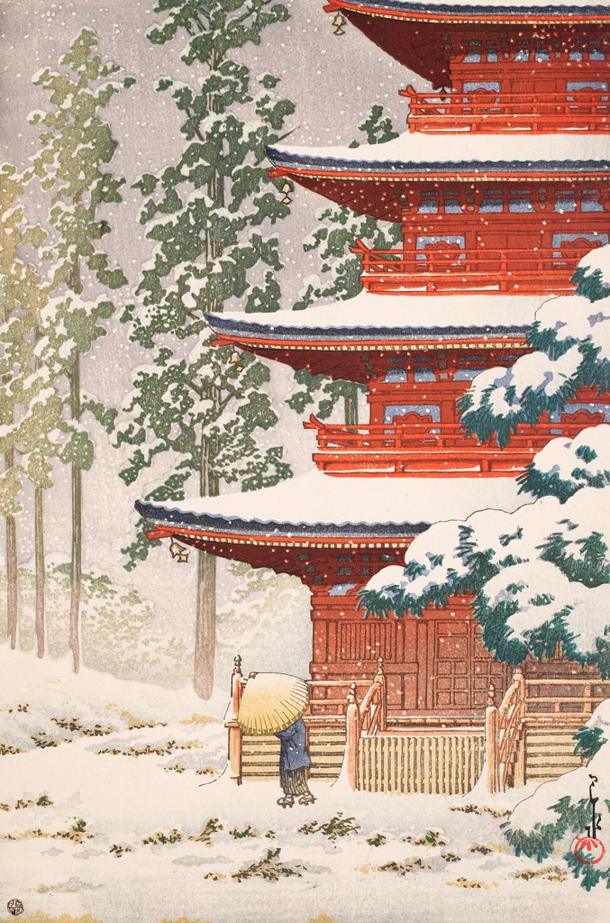 Japanese Sceneries, Eastern Japan Series: The Saishoin Temple, Hirosaki by Hasui Kawase (1936), from Christie's