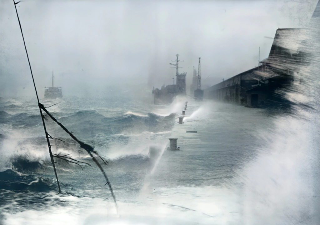 「台風の日」 清水一洲（1955年） | AIカラー化