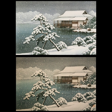 「清澄園之雪」 川瀬巴水 （1938年）