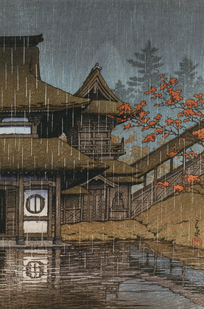 Japanese Sceneries, Eastern Japan Series: A Mountain Temple in Sendai by Hasui Kawase (1933) | from Hasui Kawase Art Works Collection Revised Edition