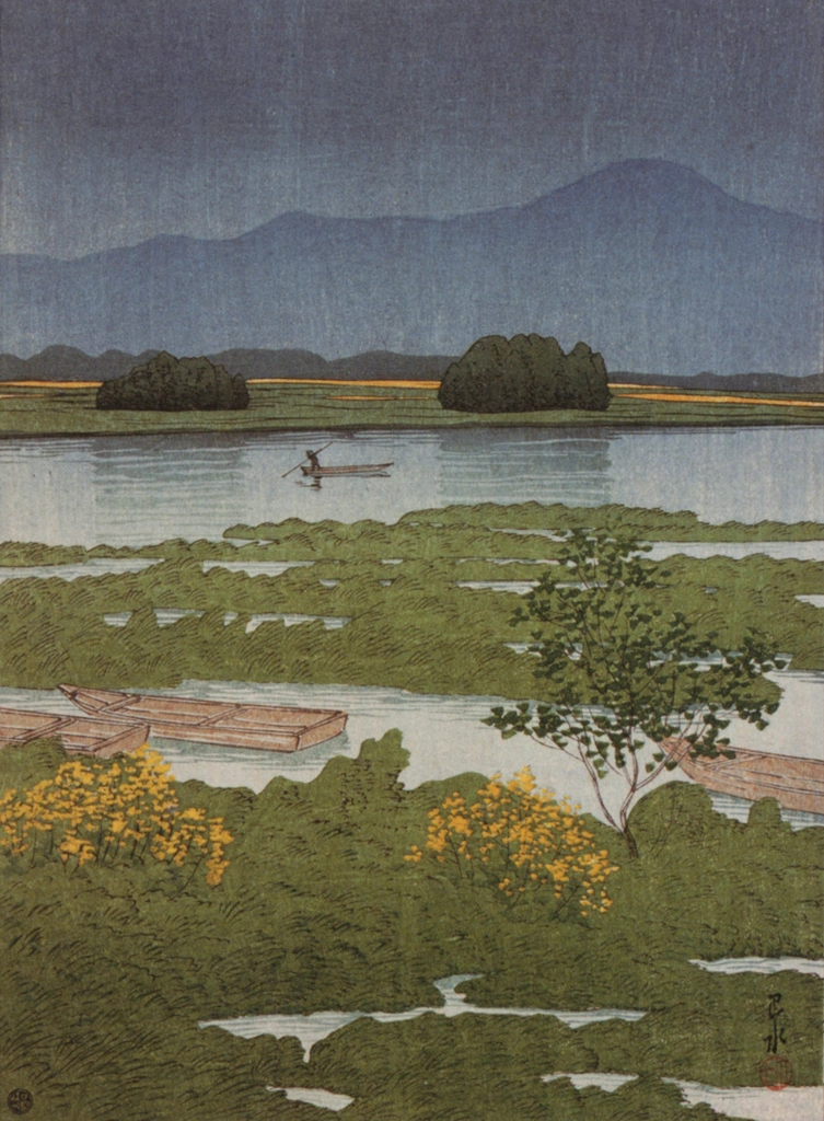 Selected Views of Japan: No. 24, Lake Ezu, Kumamoto by Hasui Kawase (1923) | from Hasui Kawase Art Works Collection Revised Edition