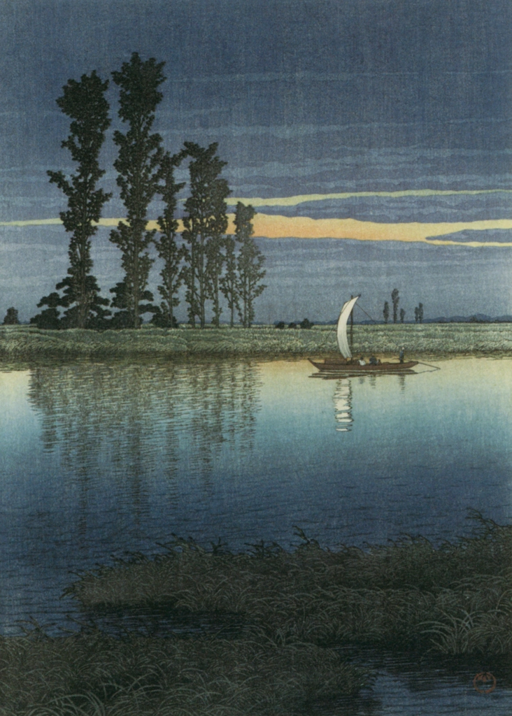 Evening of Ushibori by Hasui Kawase (1930) | from Hasui Kawase Art Works Collection Revised Edition