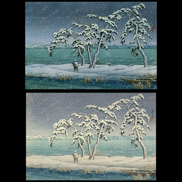 「水戸涸沼の雪」 川瀬巴水 （1947年）