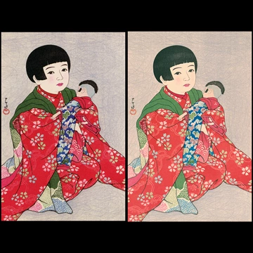 「子供十二題 人形」 川瀬巴水 （1931年）