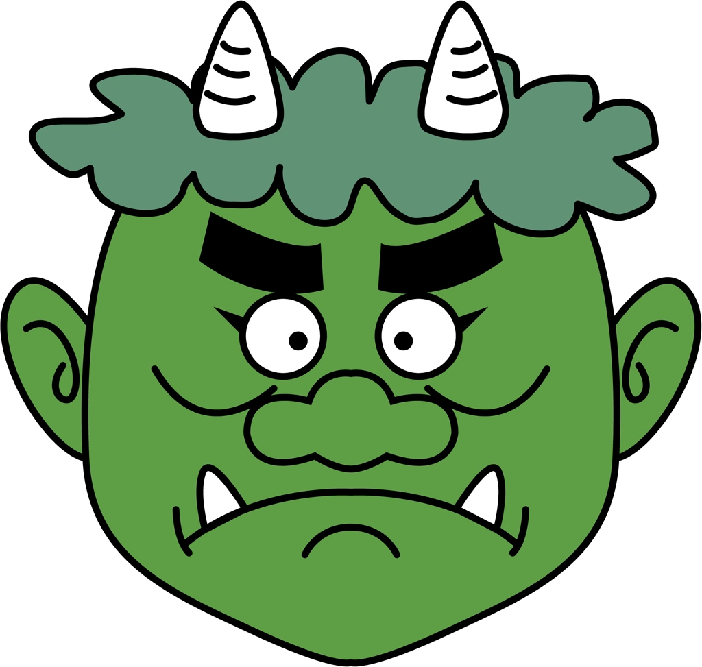 Set of 5 Oni Head Illustrations and Vectors | Green Oni