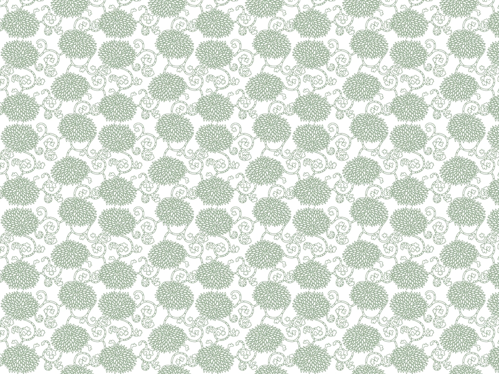 Set of 5 Chrysanthemum and Vine Pattern Background Illustrations and Vectors | Green and White