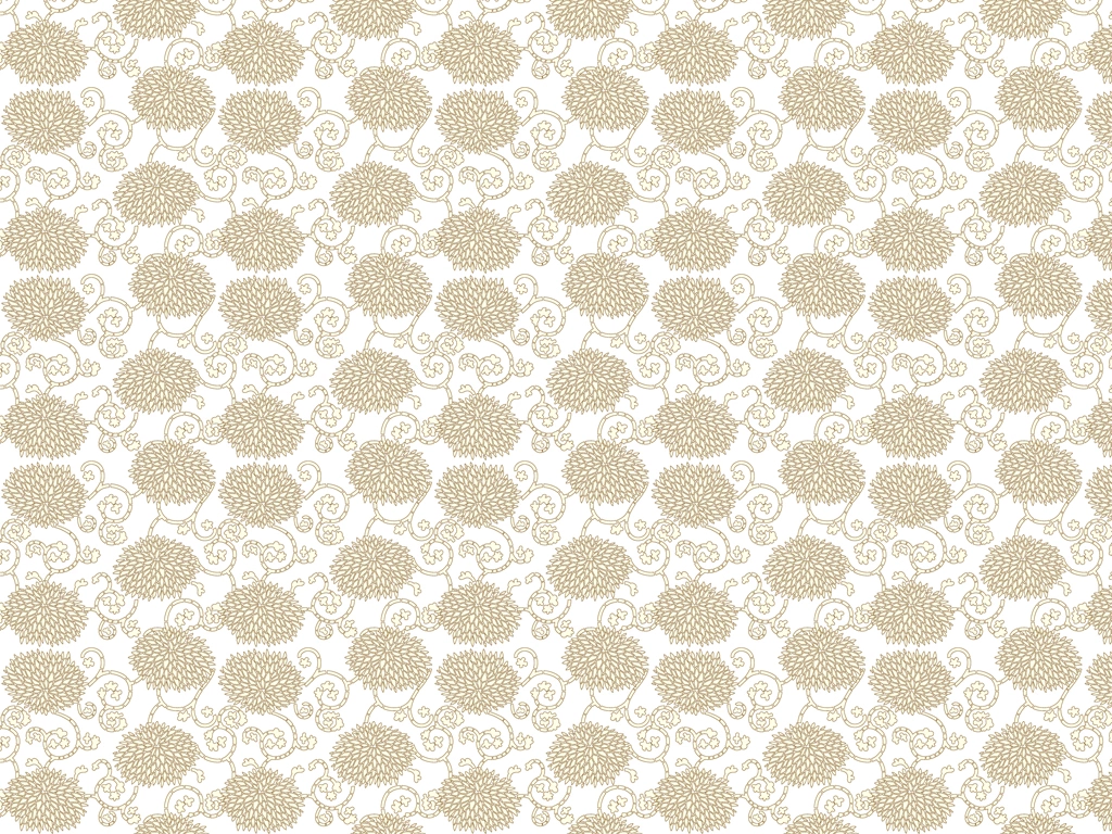 Set of 5 Chrysanthemum and Vine Pattern Background Illustrations and Vectors | Beige and White