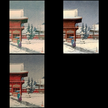 「根津権現の雪」 川瀬巴水 （1933年）