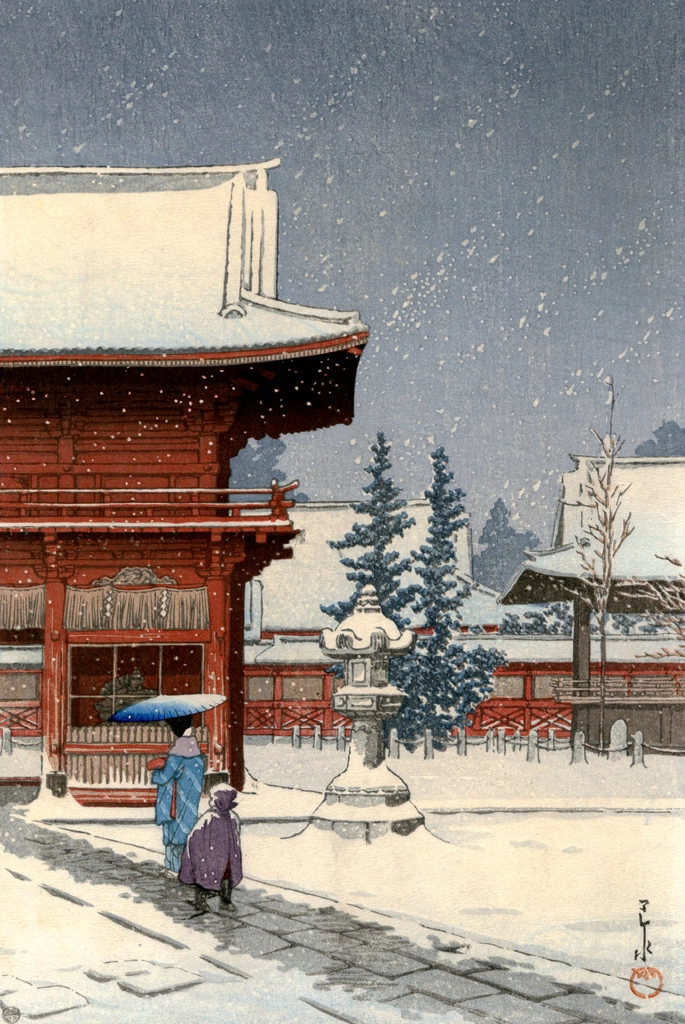 「根津権現の雪」 川瀬巴水 （1933年） | 1stDibsより