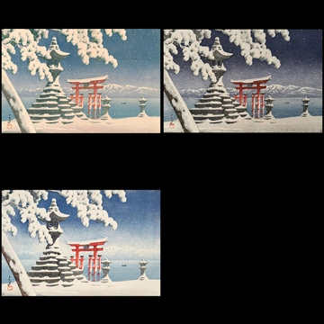 「厳嶋の雪」 川瀬巴水 （1932年）