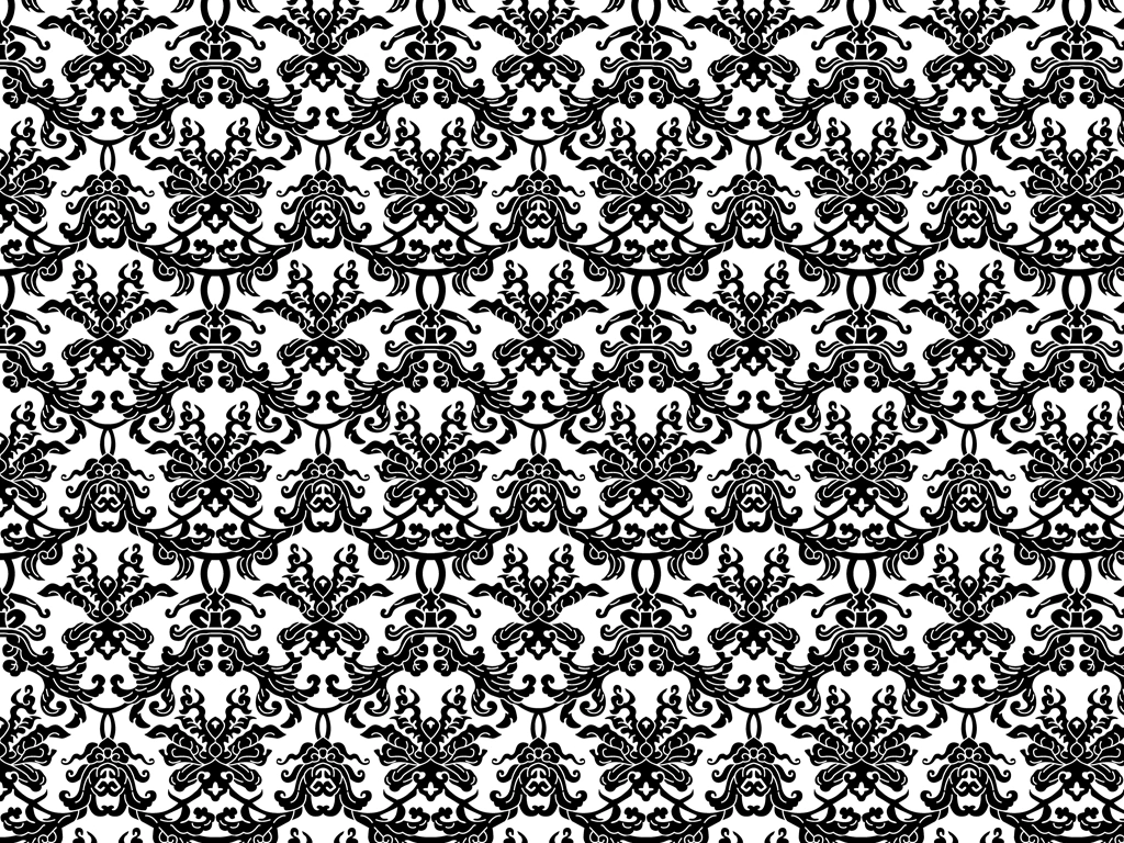 Set of 5 Damask Pattern Background Illustrations and Vectors | Black and White