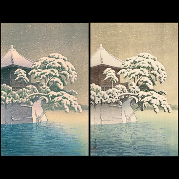 「松嶋五大堂の雪」 川瀬巴水 （1932年）